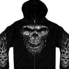 Hot Leathers GMZ4237 Men’s ‘Shredder Skull’ Black Hoodie with Zipper Closure