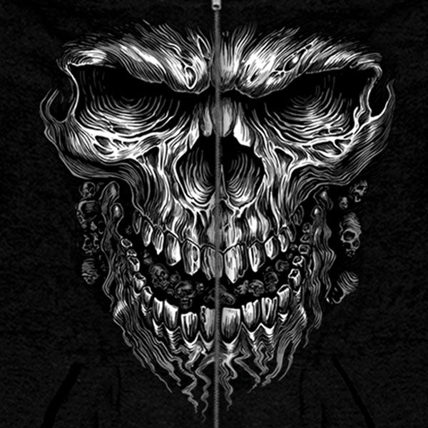 Hot Leathers GMZ4237 Mens Shredder Skull Black Hoodie with Zipper Closure