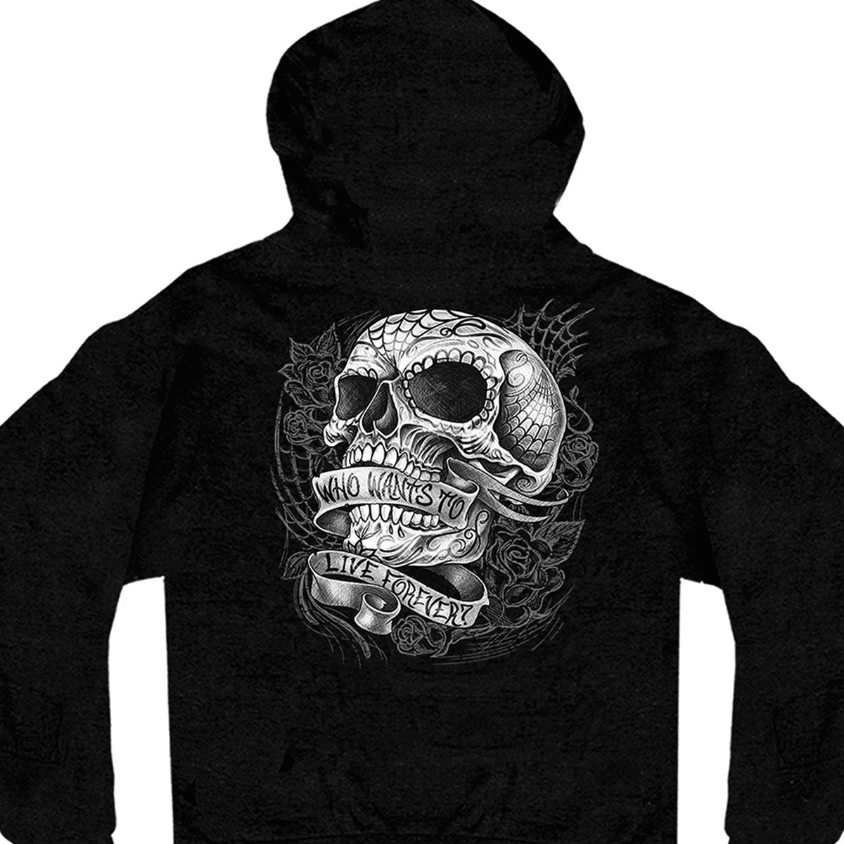 Hot Leathers GMZ4356 Mens Sweet Demise Black Hoodie with Zipper Closure