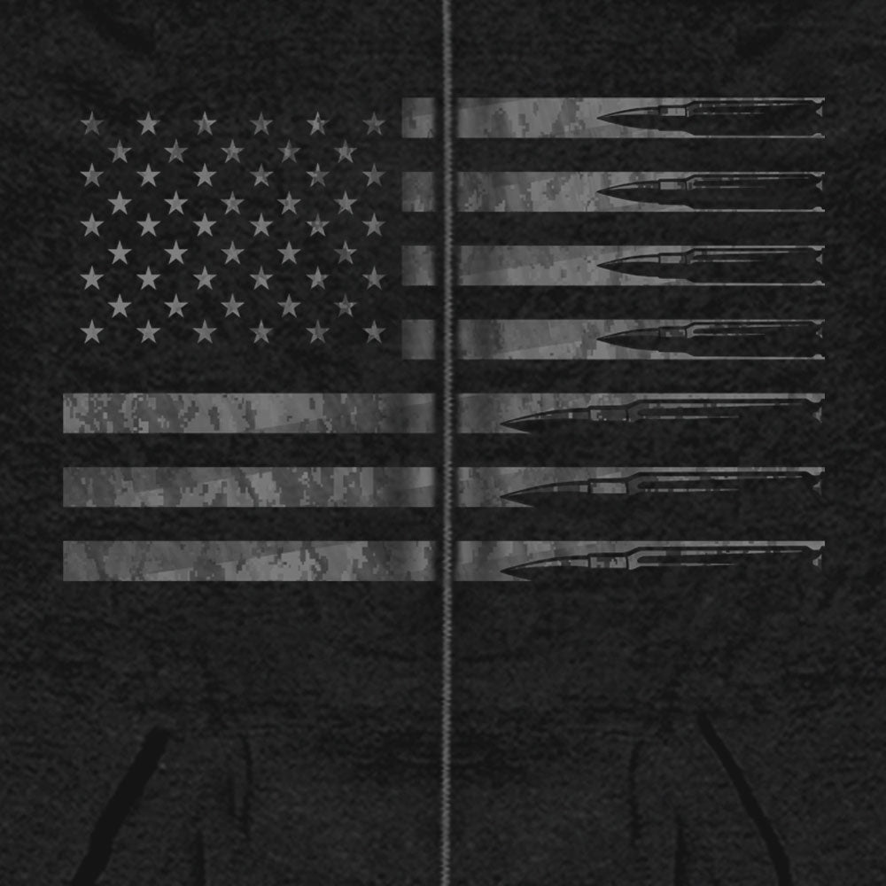 Hot Leathers GMZ4414 Mens American Flag Bullets Black Hoodie with Zipper Closure