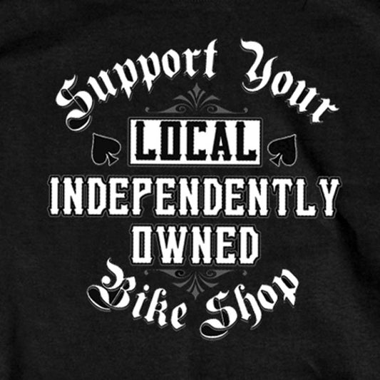 Hot Leathers GSB274 Men’s ‘Support Your Local Bike Shop’ Black Short Sleeve T-Shirt