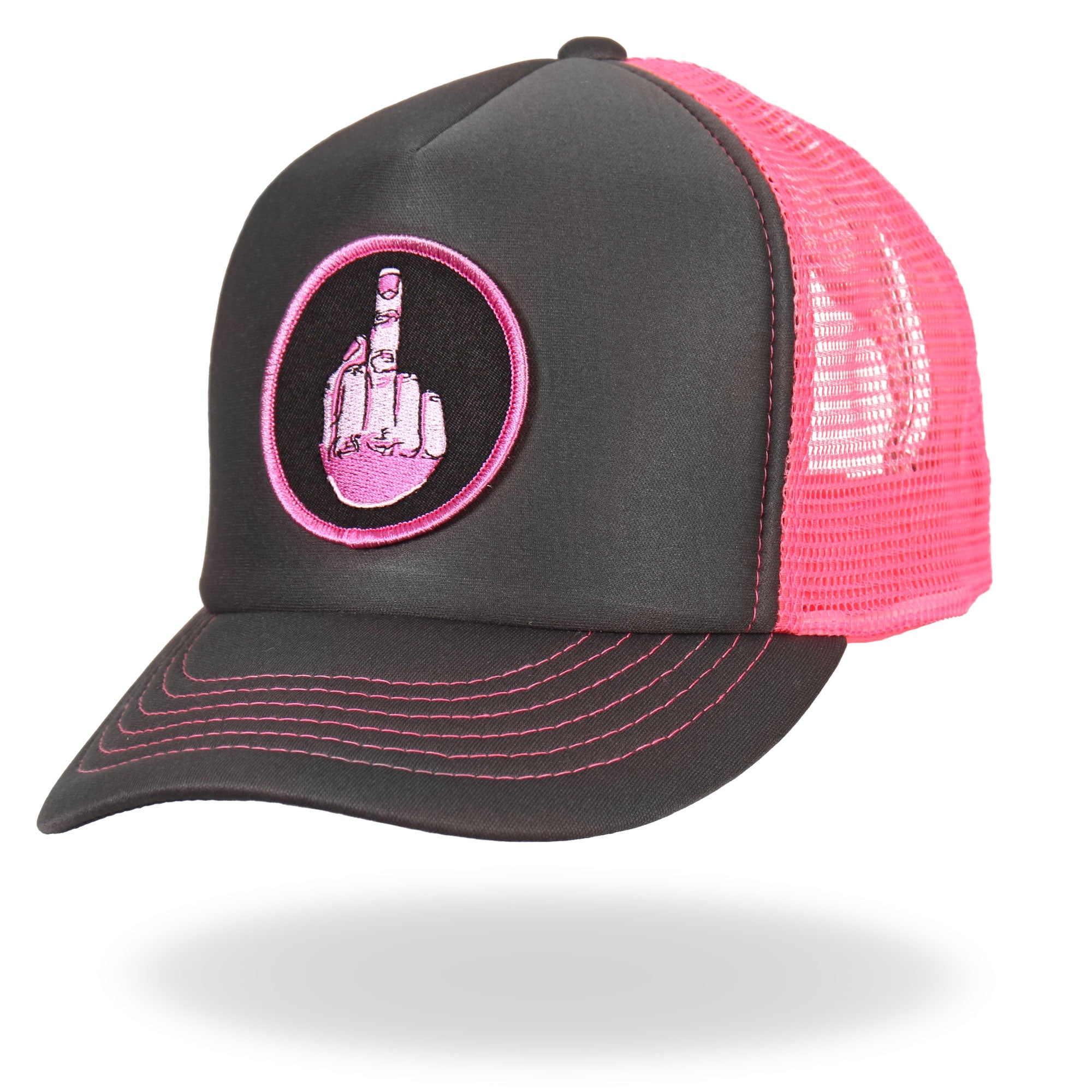 Hot Leathers GSH1001 Middle Finger Grey and Pink Trucker Hat