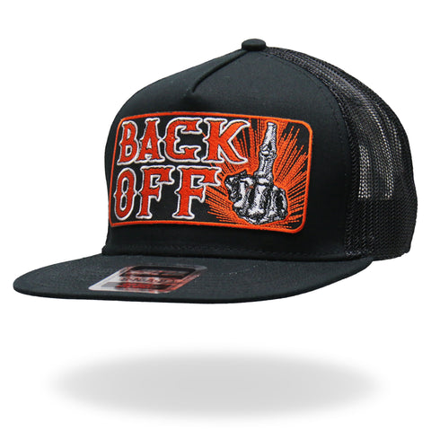 Hot Leathers GSH1020 Black ‘Back Off Bone Finger’ Snap Back Hat