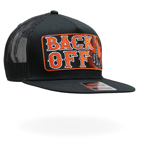Hot Leathers GSH1020 Black ‘Back Off Bone Finger’ Snap Back Hat