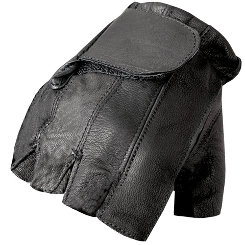 Hot Leathers GVM1011 Naked Leather Unlined Fingerless Gloves with Padded Gel Palm