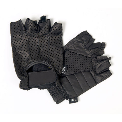 Hot Leathers GVM1016 Unlined Fingerless Vented Leather Gloves with Padded Gel Palm