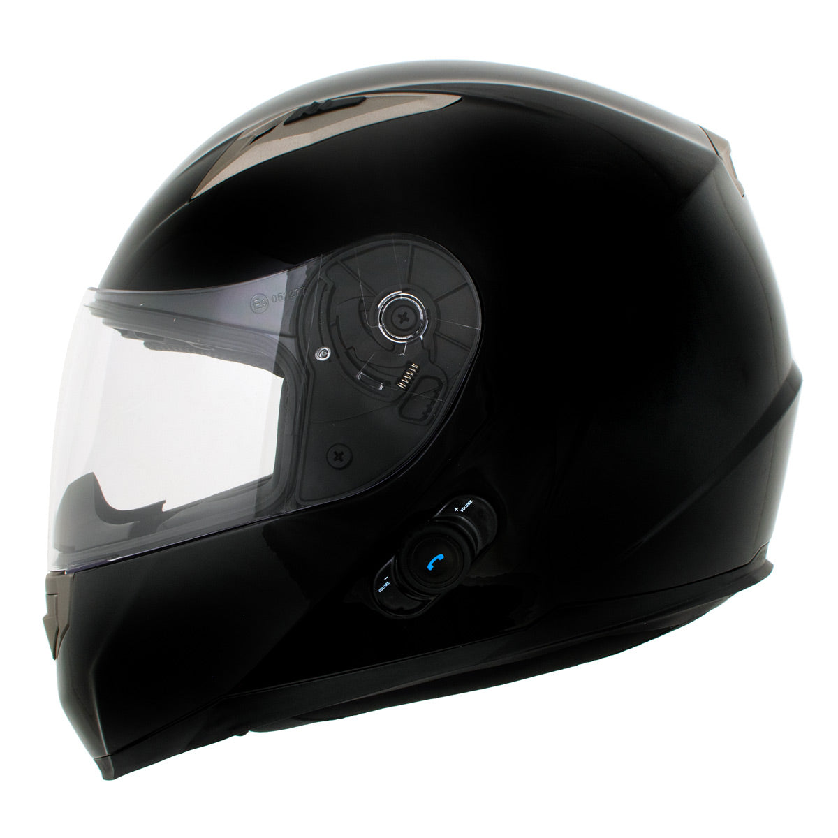 Milwaukee Helmets H510 Gloss Black 'Chit-Chat' Full Face Motorcycle Helmet w/ Intercom - Built-in Speaker and Microphone for Men / Women
