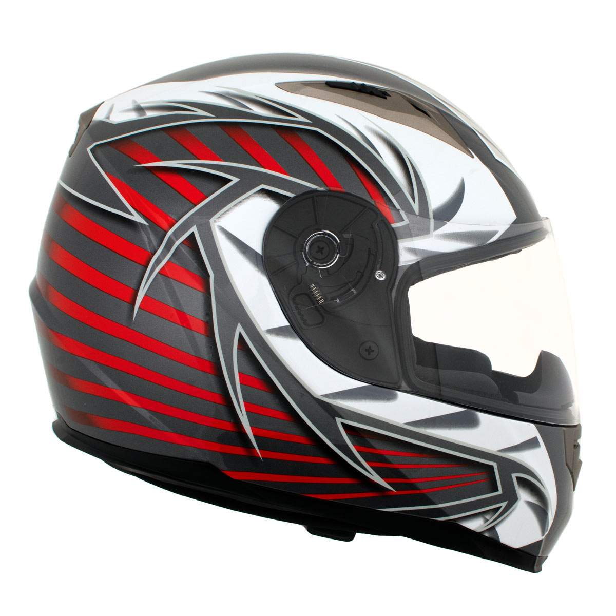 Milwaukee Helmets H520 Titanium and Red Chit-Chat Black Full Face Motorcycle Helmet w/ Intercom - Built-in Speaker and Microphone for Men / Women