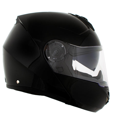 Milwaukee Helmets H7000 Glossy Black 'Mayday' Modular Motorcycle Helmet w/ Intercom - Built-in Speaker and Microphone for Men / Women