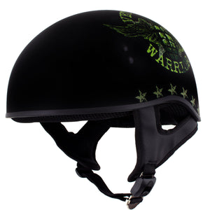 Hot Leathers HLD1025 'Vet Biker Warrior' Flat Black Motorcycle DOT Skull Cap Helmet