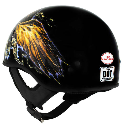 Hot Leathers HLD1028 'USA Eagle' Flat Black Motorcycle DOT Skull Cap Helmet
