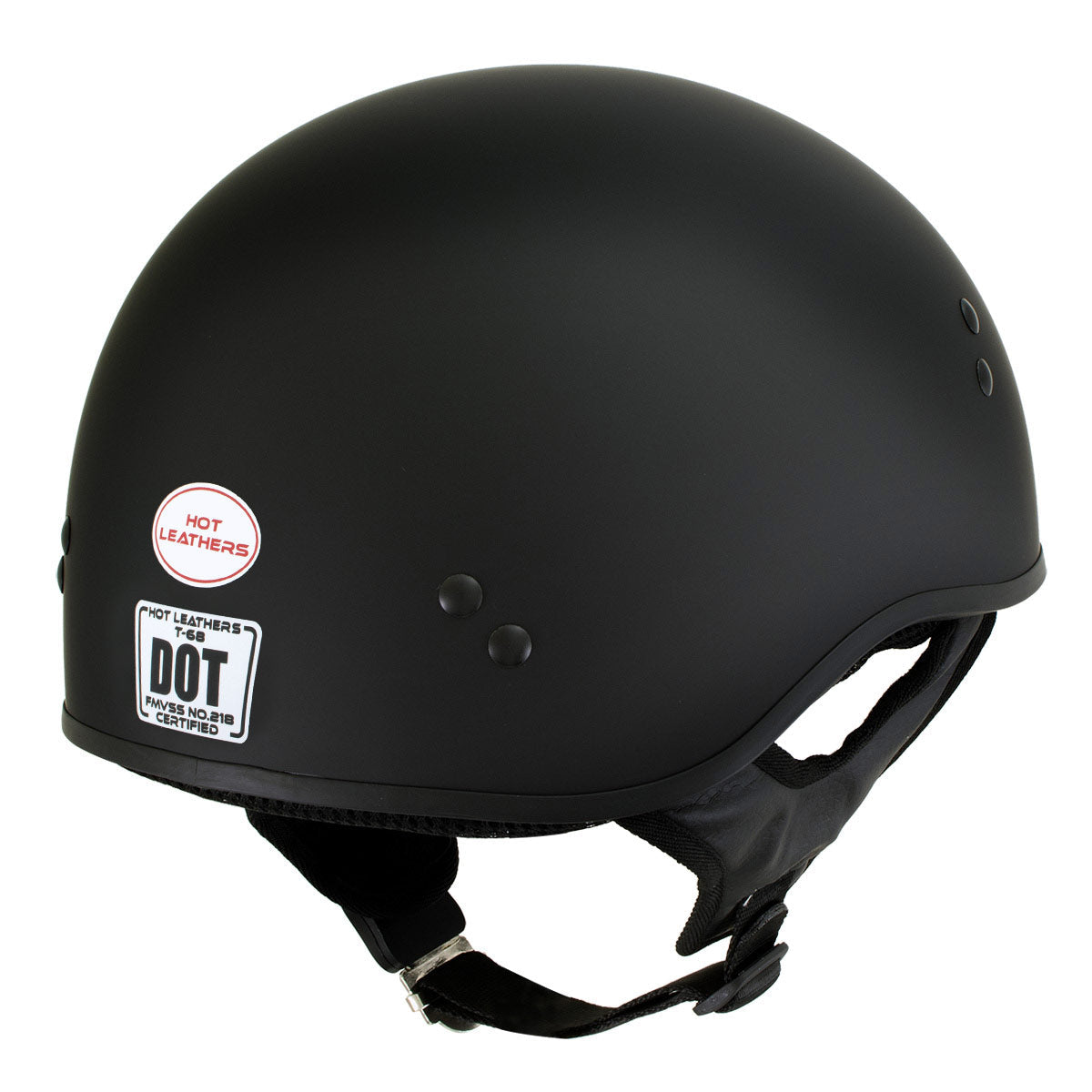 Hot Leathers HLD1001 'Flat Black' Motorcycle DOT Skull Cap Helmet