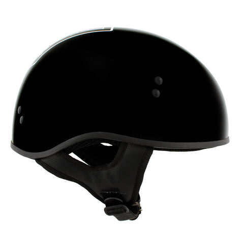 Hot Leathers HLD1004 'POW' Gloss Black Motorcycle DOT Skull Cap Helmet