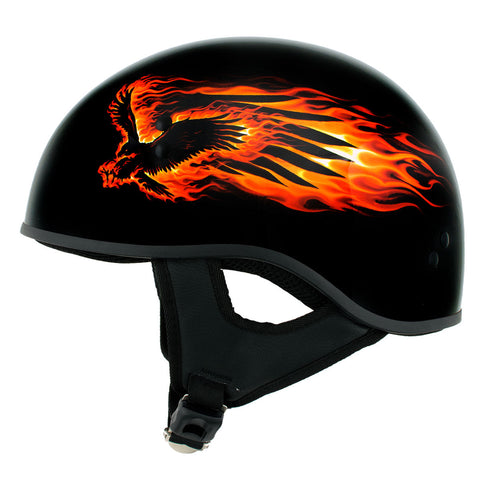 Hot Leathers HLD1006 'Black Out Eagle' Motorcycle DOT Skull Cap Helmet