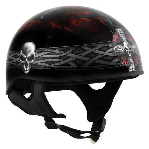 Hot Leathers HLD1008 'Celtic Cross' Motorcycle DOT Skull Cap Helmet