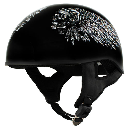 Hot Leathers HLD1032 'Indian Skull' Motorcycle DOT Skull Cap Helmet