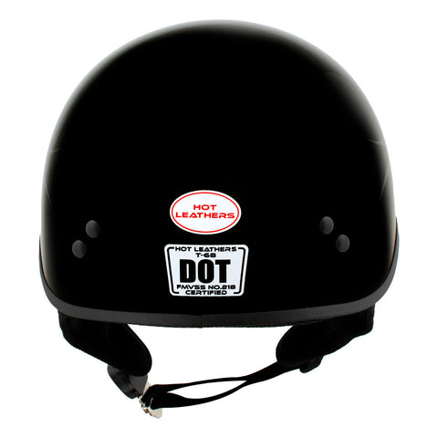 Hot Leathers HLD1036 'Flames' Gloss Black Motorcycle DOT Skull Cap Helmet