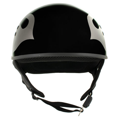 Hot Leathers HLD1036 'Flames' Gloss Black Motorcycle DOT Skull Cap Helmet