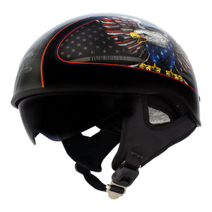 Hot Leathers HLD1037 Gloss Black 'Up Wing Eagle USA' Advanced DOT Helmet with Drop Down Tinted Visor