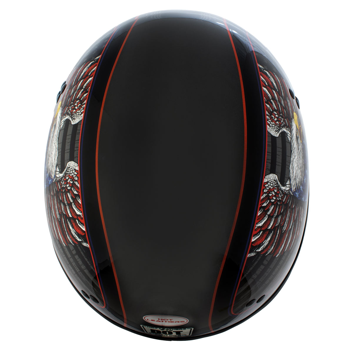 Hot Leathers HLD1037 Gloss Black 'Up Wing Eagle USA' Advanced DOT Helmet with Drop Down Tinted Visor