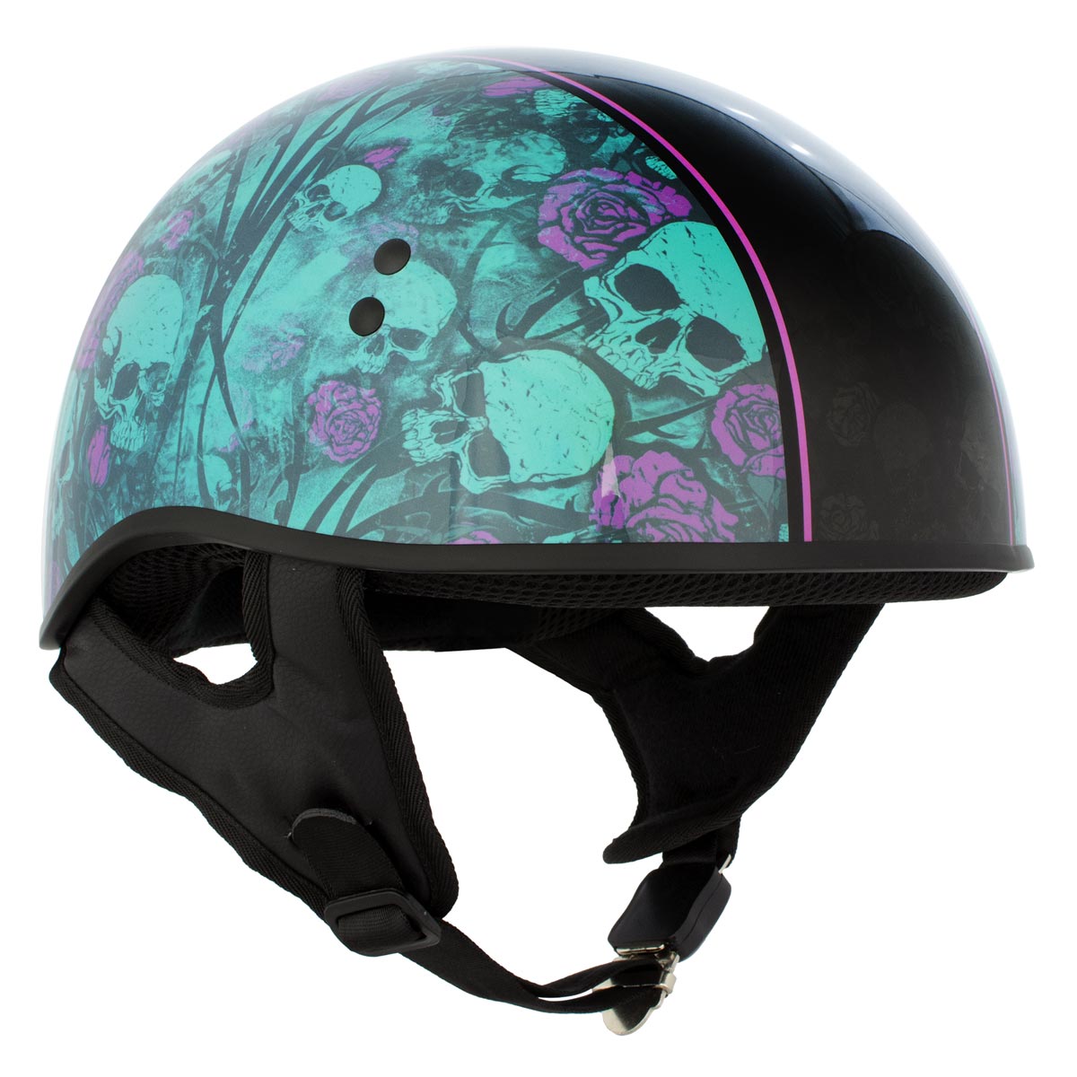 DOT Women's Purple Rose Motorcycle Half Helmet