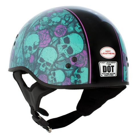 Hot Leathers HLD1041 Gloss Black 'Skull Bones Bolt' Advanced DOT Helmet