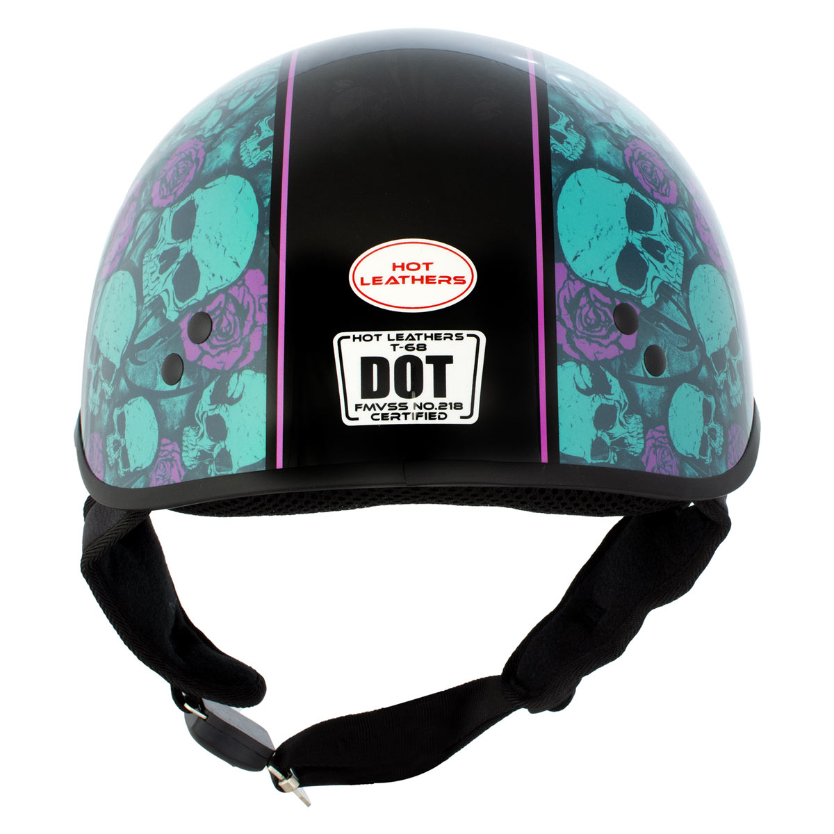 Hot Leathers HLD1041 Gloss Black 'Skull Bones Bolt' Advanced DOT Helmet