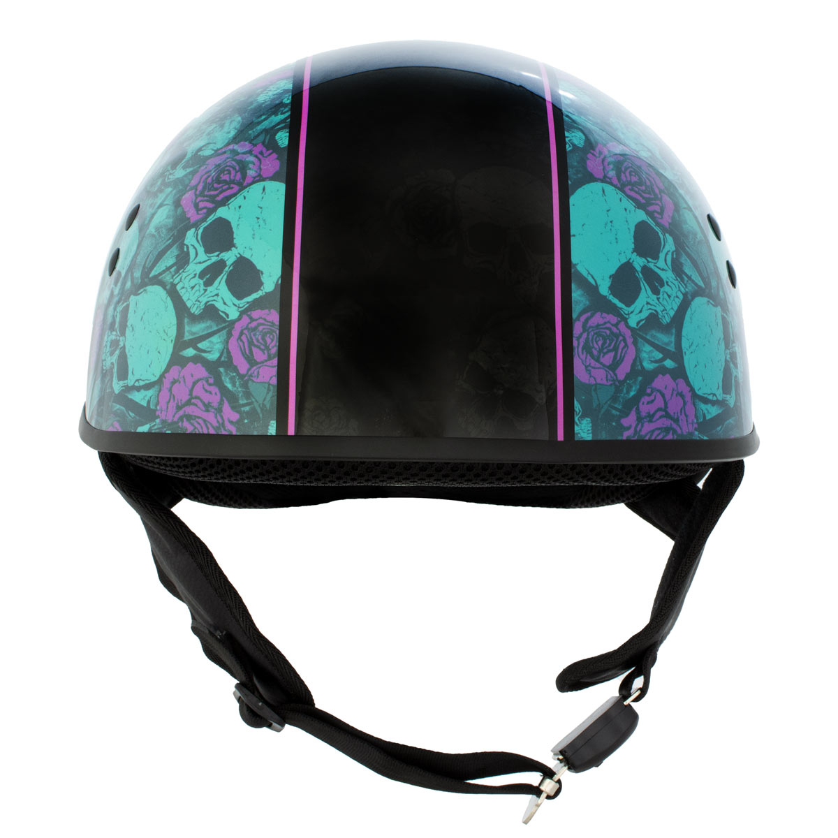 Hot Leathers HLD1041 Gloss Black 'Skull Bones Bolt' Advanced DOT Helmet