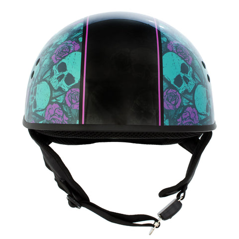 Hot Leathers HLD1041 Gloss Black 'Skull Bones Bolt' Advanced DOT Helmet
