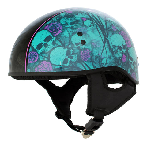 Hot Leathers HLD1041 Gloss Black 'Skull Bones Bolt' Advanced DOT Helmet