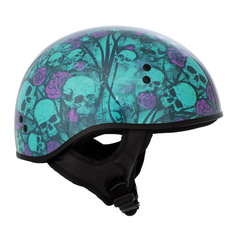 Hot Leathers HLD1041 Gloss Black 'Skull Bones Bolt' Advanced DOT Helmet