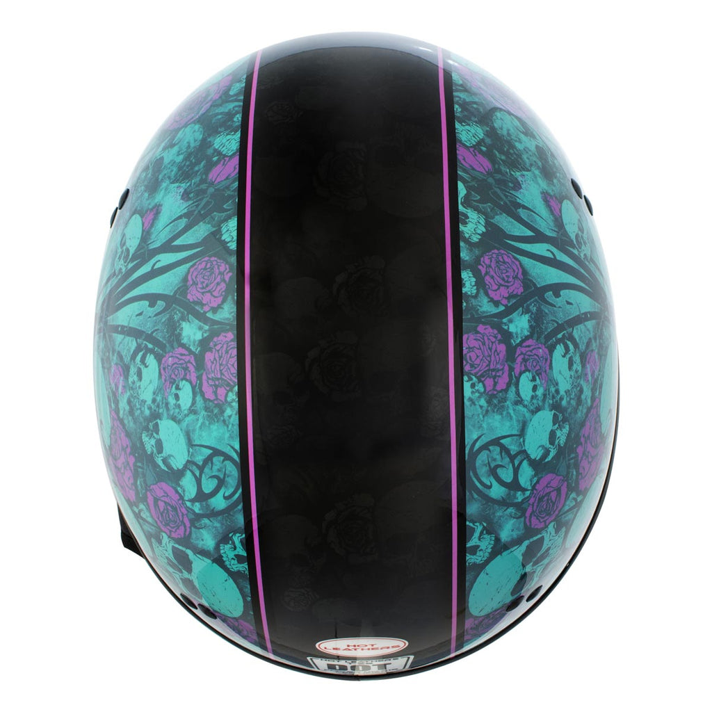 Hot Leathers HLD1041 Gloss Black 'Skull Bones Bolt' Advanced DOT Helmet