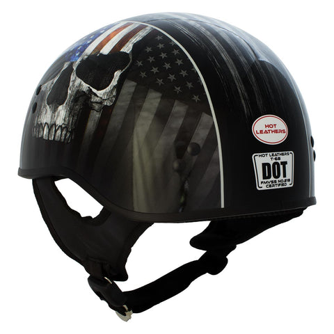Hot Leathers HLD1042 Gloss Black 'Warrior Bullet' Advanced DOT Skull Helmet