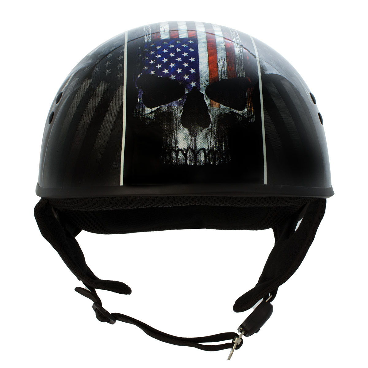 Hot Leathers HLD1042 Gloss Black 'Warrior Bullet' Advanced DOT Skull Helmet