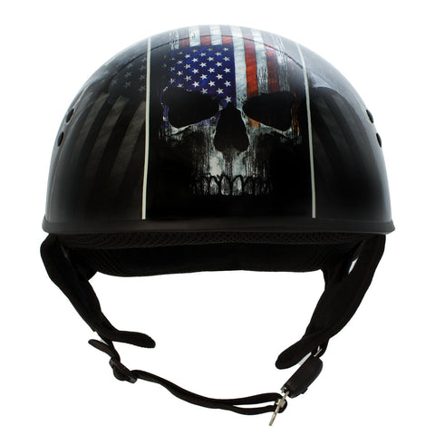 Hot Leathers HLD1042 Gloss Black 'Warrior Bullet' Advanced DOT Skull Helmet