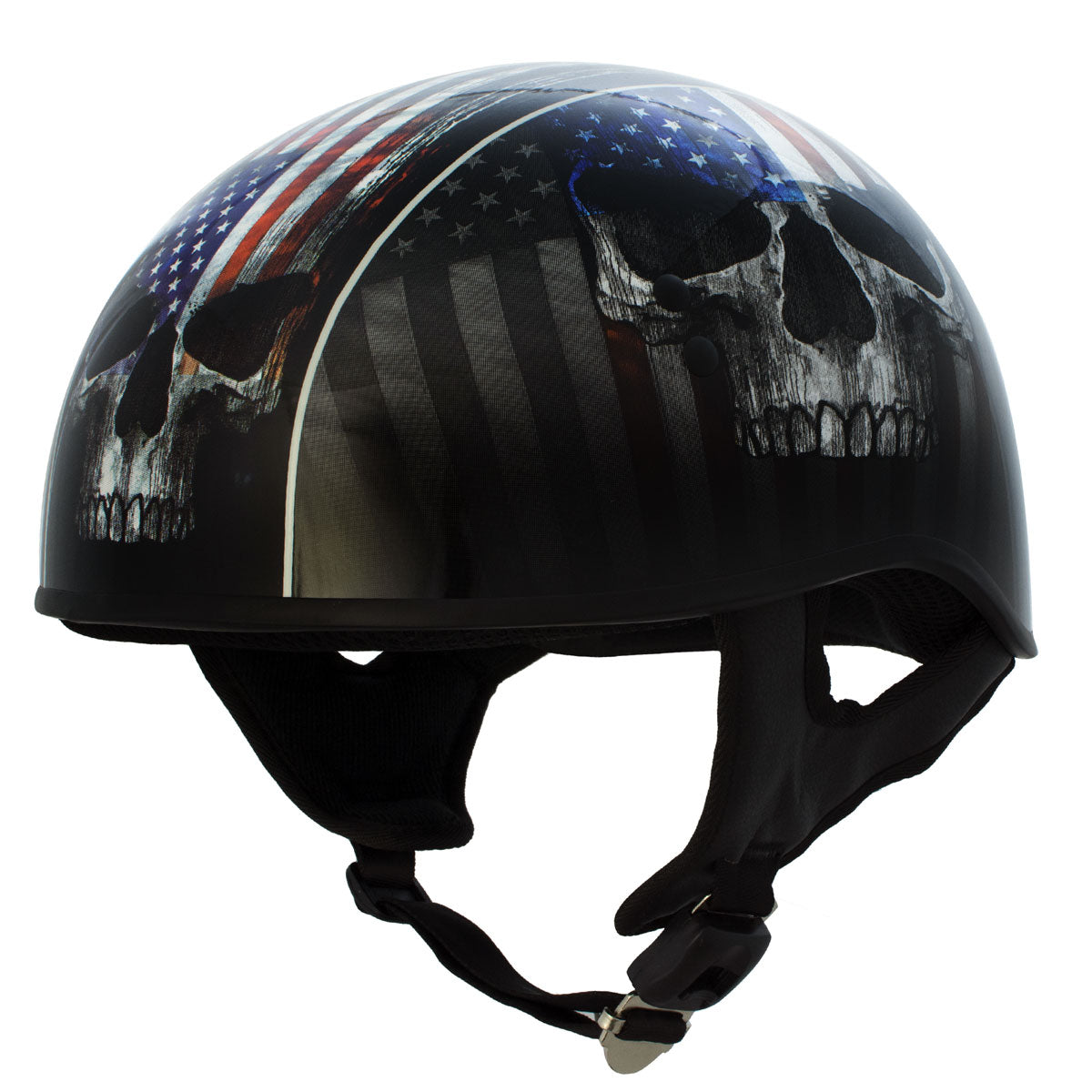 Hot Leathers HLD1042 Gloss Black 'Warrior Bullet' Advanced DOT Skull Helmet