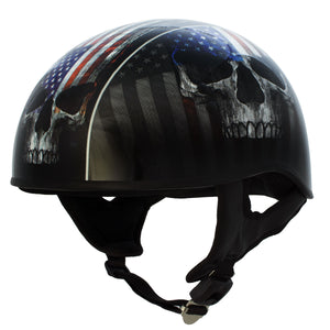 Hot Leathers HLD1042 Gloss Black 'Warrior Bullet' Advanced DOT Skull Helmet