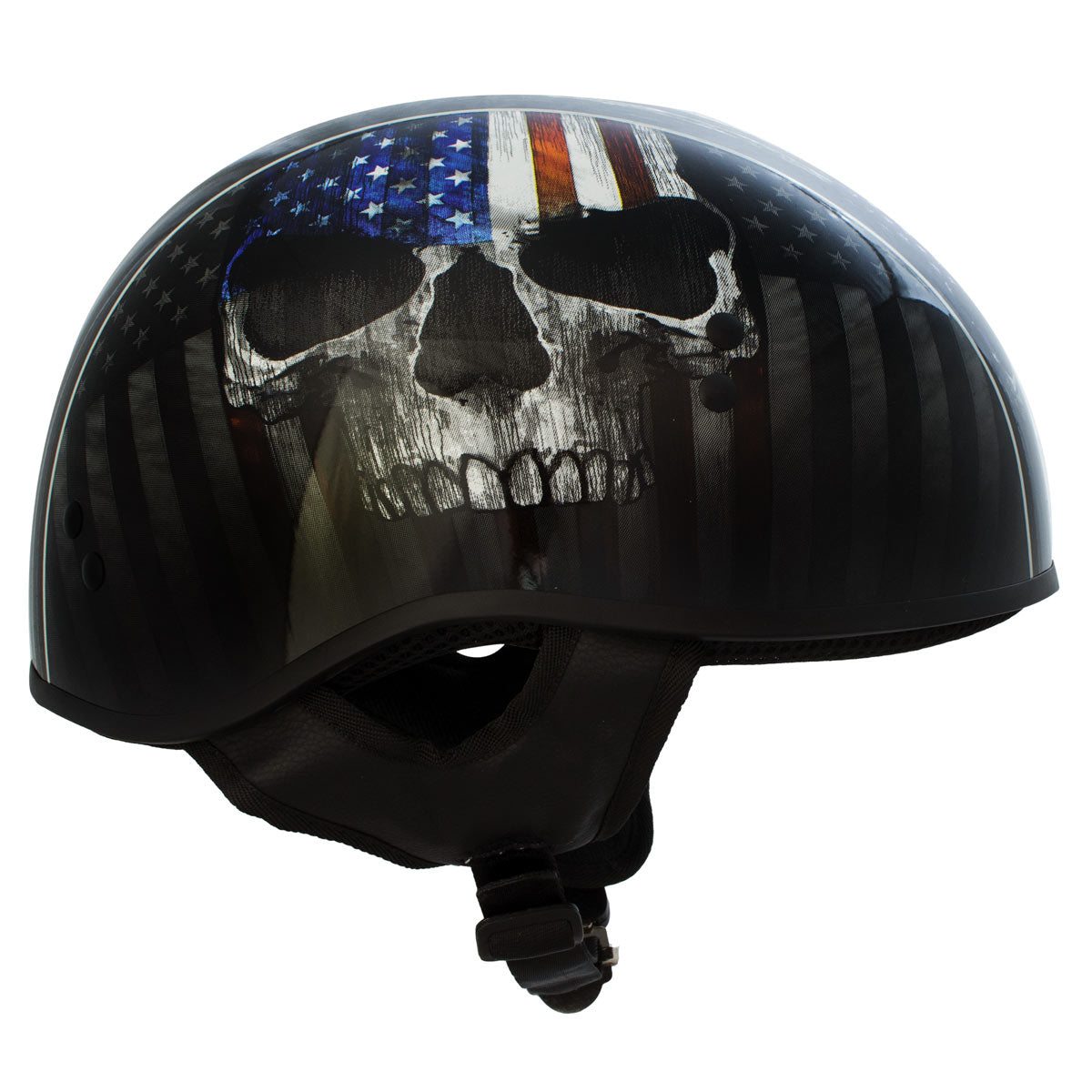 Hot Leathers HLD1042 Gloss Black 'Warrior Bullet' Advanced DOT Skull Helmet