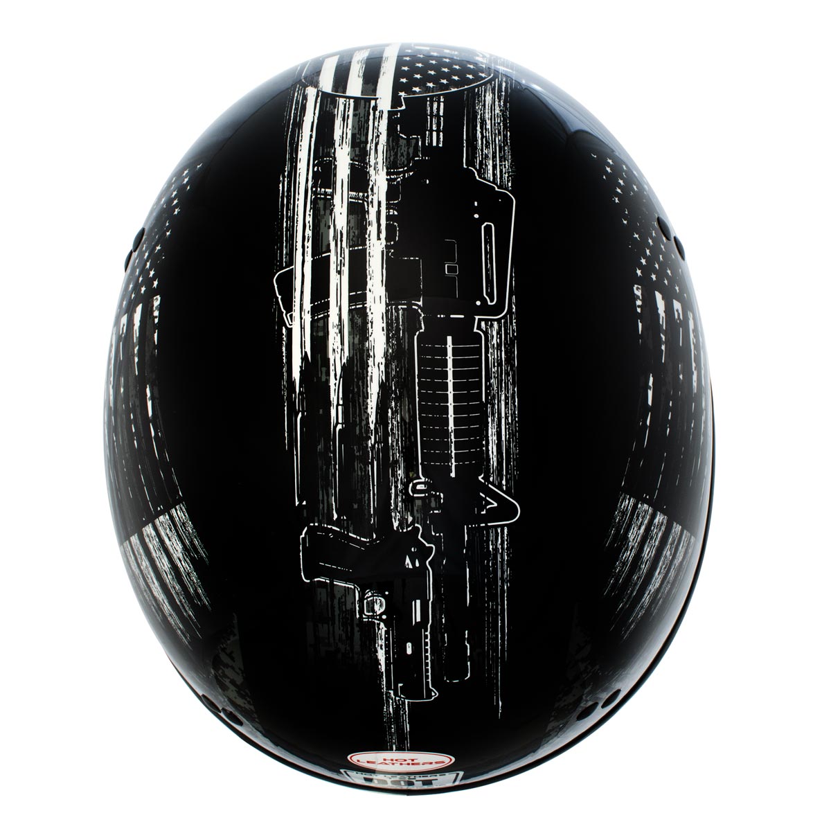 Hot Leathers HLD1043 Gloss Black 'Black and White Warrior Bullet' Advanced DOT Skull Helmet