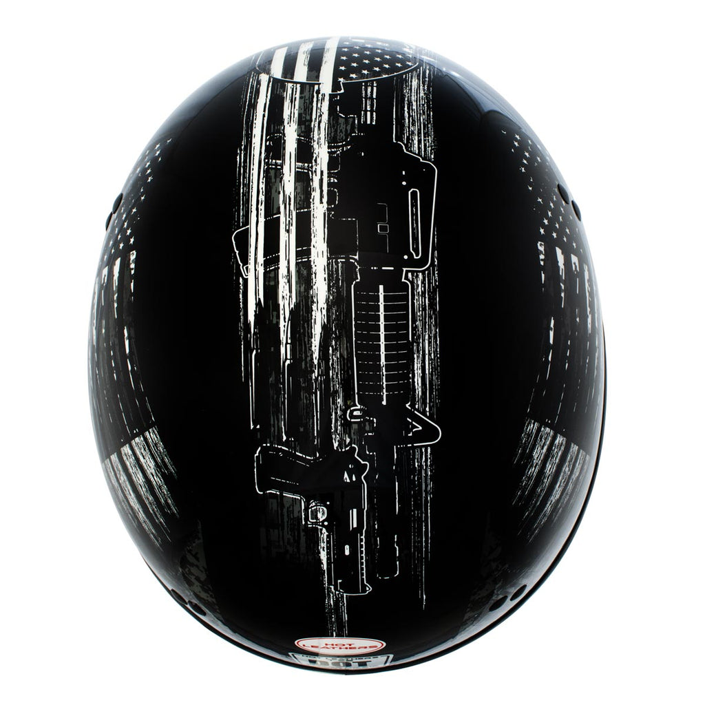Hot Leathers HLD1043 Gloss Black 'Black and White Warrior Bullet' Advanced DOT Skull Helmet