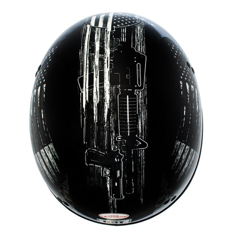 Hot Leathers HLD1043 Gloss Black 'Black and White Warrior Bullet' Advanced DOT Skull Helmet