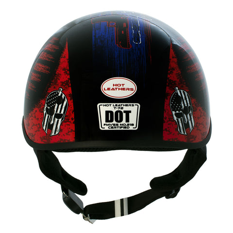 Hot Leathers HLD1044 Gloss Black 'Colored Warrior Bullet' Advanced DOT Skull Helmet