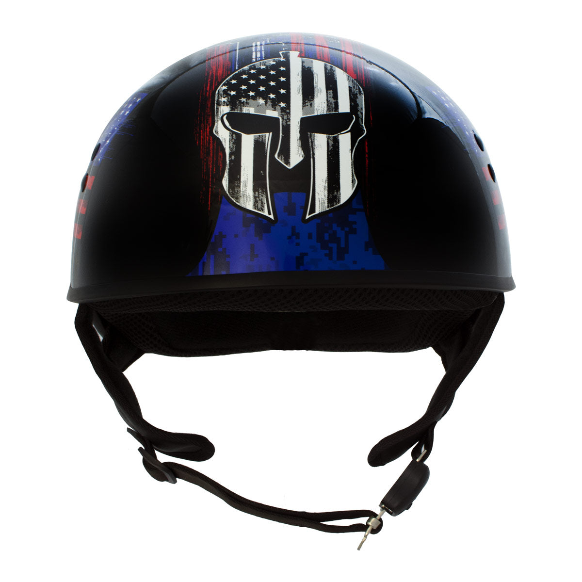 Hot Leathers HLD1044 Gloss Black 'Colored Warrior Bullet' Advanced DOT Skull Helmet
