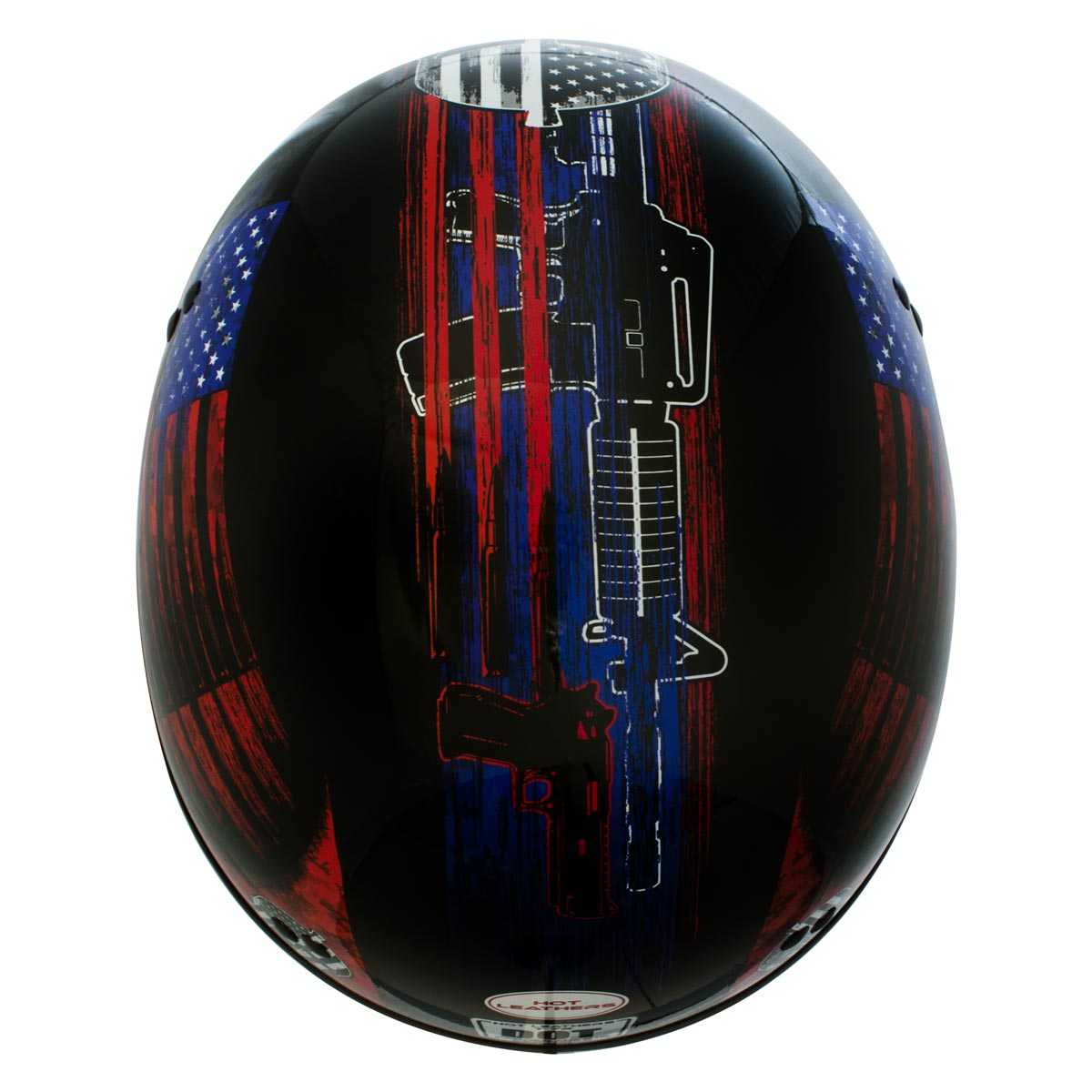 Hot Leathers HLD1044 Gloss Black 'Colored Warrior Bullet' Advanced DOT Skull Helmet