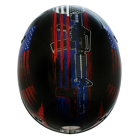 Hot Leathers HLD1044 Gloss Black 'Colored Warrior Bullet' Advanced DOT Skull Helmet