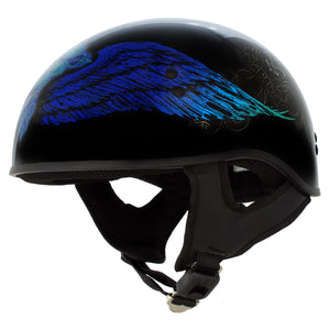 Hot Leathers HLD1045 Gloss Black 'Cross De Lis' Advanced DOT Skull Helmet