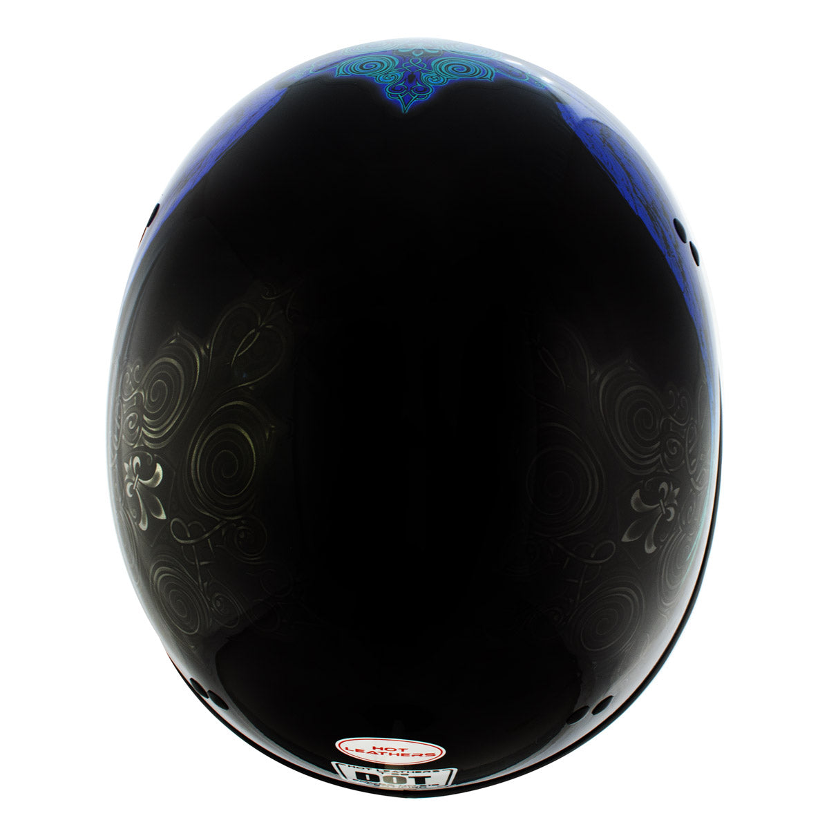 Hot Leathers HLD1045 Gloss Black 'Cross De Lis' Advanced DOT Skull Helmet
