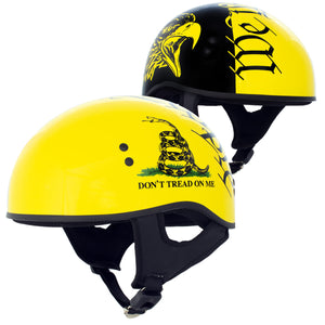Hot Leathers HLD1046 Gloss Black and Yellow 'We The People' Advanced DOT Skull Helmet