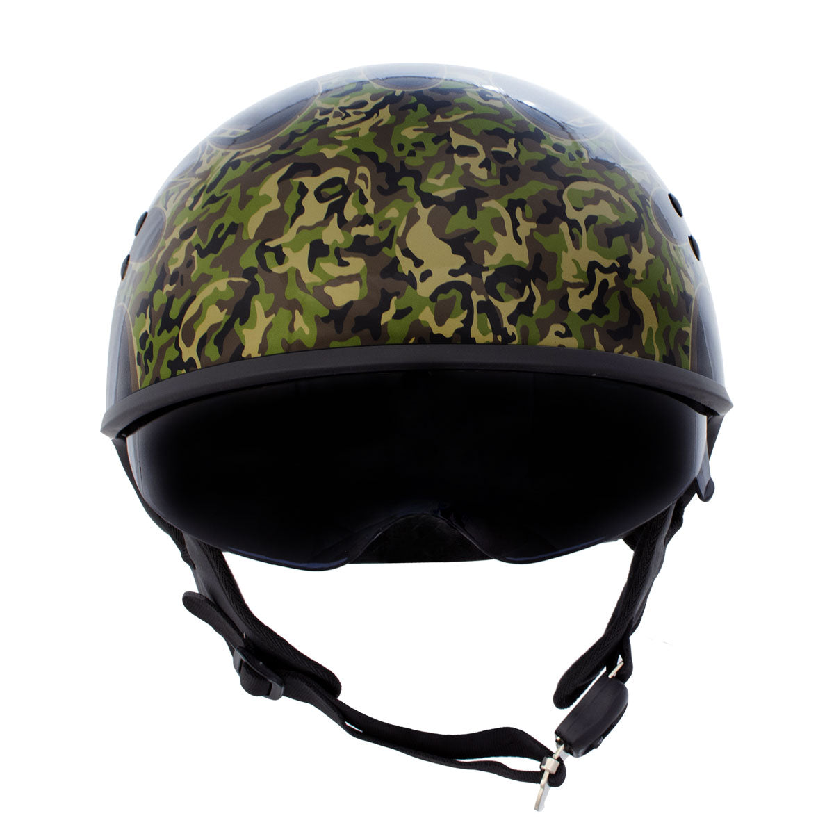 Hot Leathers HLD1047 Gloss Black 'Camo Skull Flames