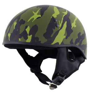 Hot Leathers HLD1049 'Camo Matte' Matte Green Motorcycle DOT Skull Cap Helmet